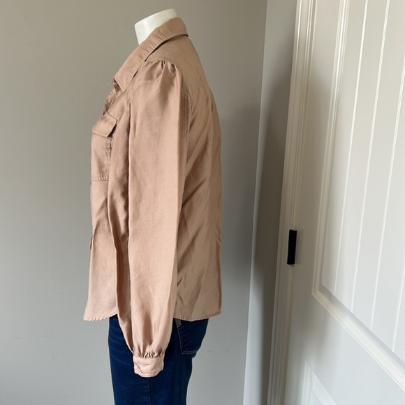 Current Air Sand Long Sleeve Button Front Puff Sleeve Top Shirt Blouse Top Sz S - Picture 4 of 10